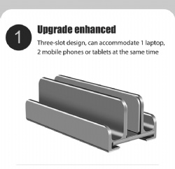 Aluminum Vertical 3 slot laptop stand