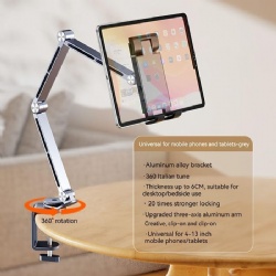 Phone/Tablet Aluminum Holder for Bed Adjustable Foldable Stand for Desk Aluminum Universal Lazy Bracket 360° Rotation Flexible Long Arm for 4-13 Inch Devices